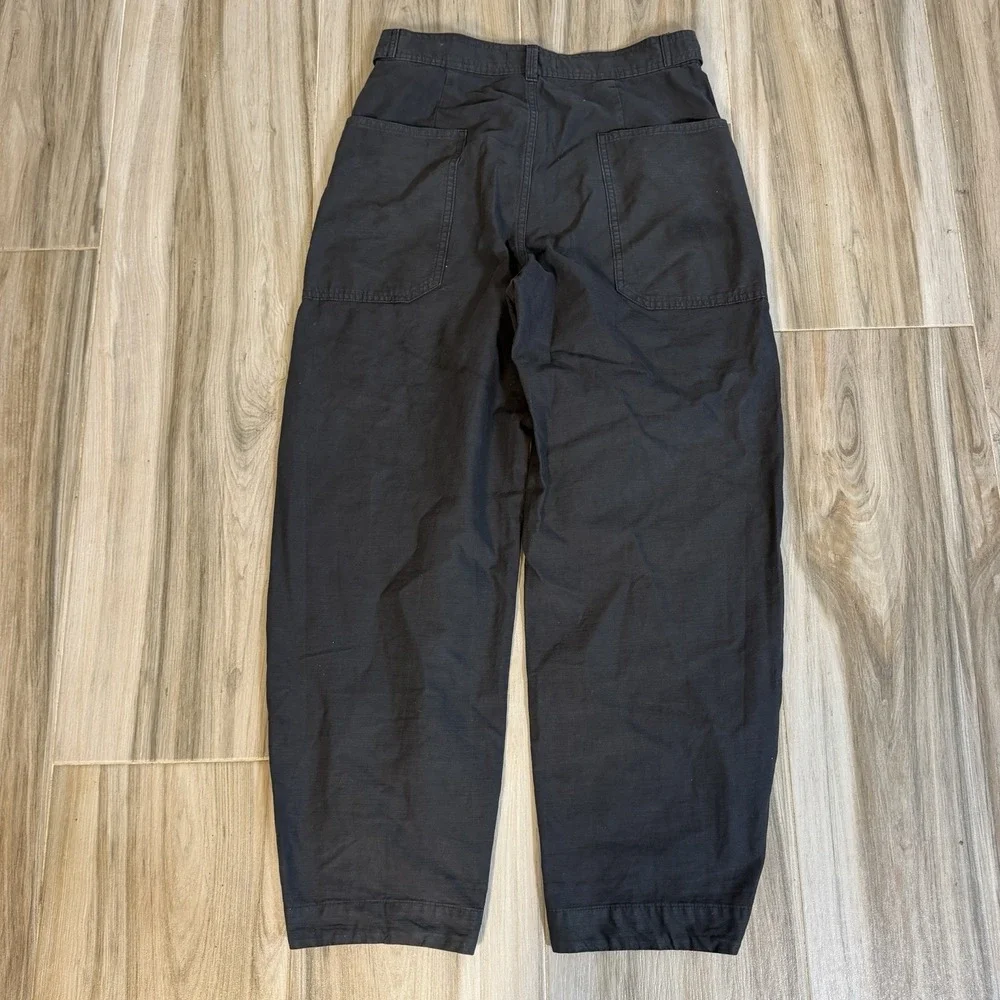 Everlane Fatigue Barrel Pant 4 Dark Grey Hi Rise Cotton Linen Minimalist Staple